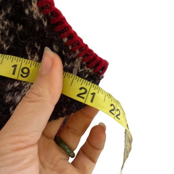 Vintage 90s Black Red Wool Zip Up Deer Nordic Pattern Sleeveless Vest Top Large - Picture 5 of 5